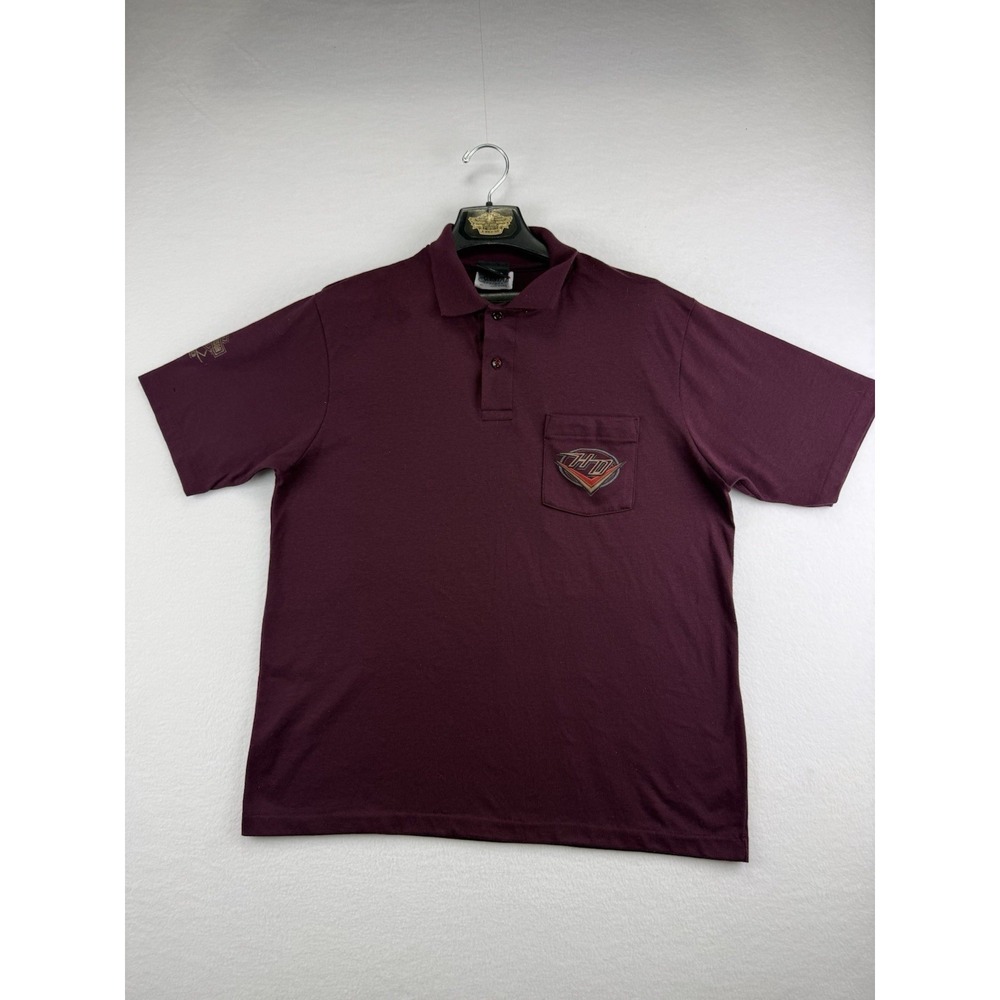 Harley Davidson Polo Shirt XL Burgundy‎ Short Sleeve USA Made Pocket Logo